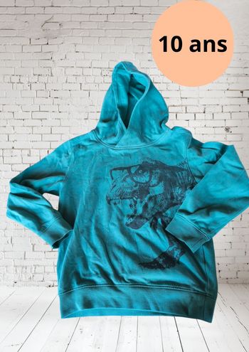 Pull capuche dinausore Kiabi 10 ans