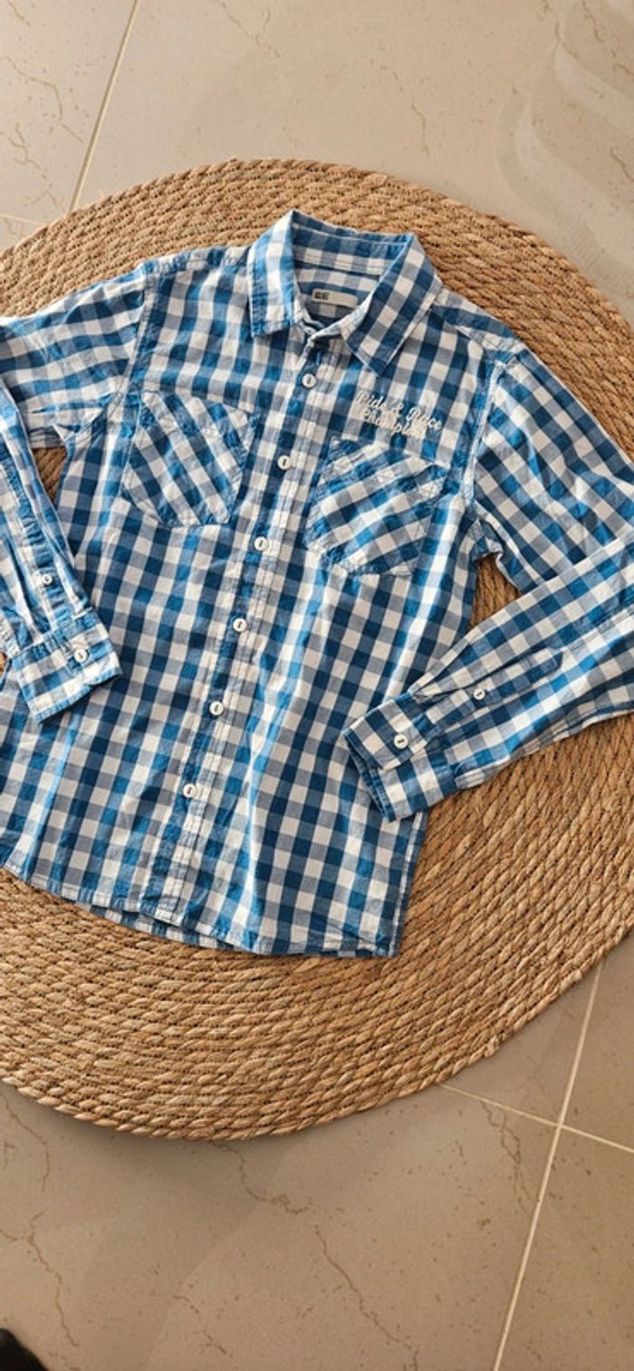 Chemise à carreaux bleu et blanc WE, taille 10 ans. - photo numéro 2