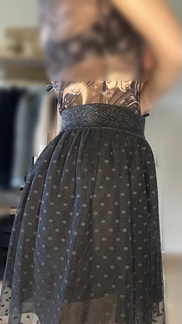 jupe noire patineuse en tulle à pois taille 36 - photo numéro 2