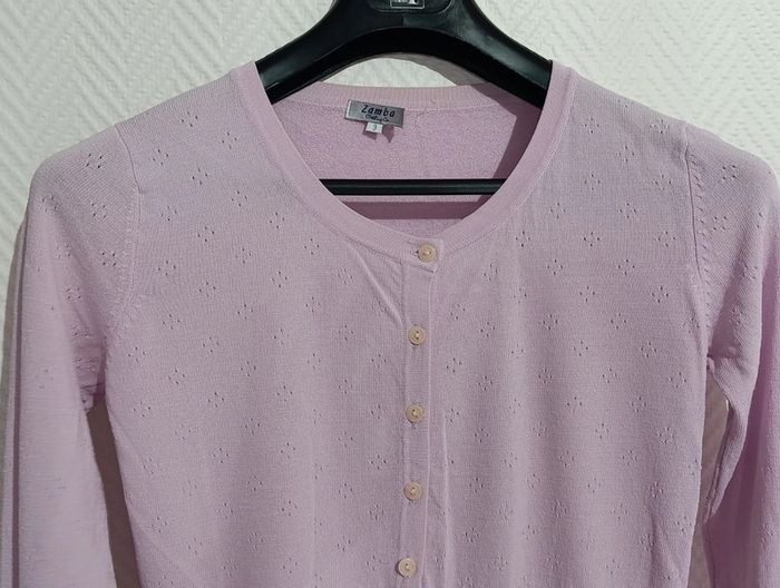 Gilet rose pâle ajouré zamba taille 3 - photo numéro 3