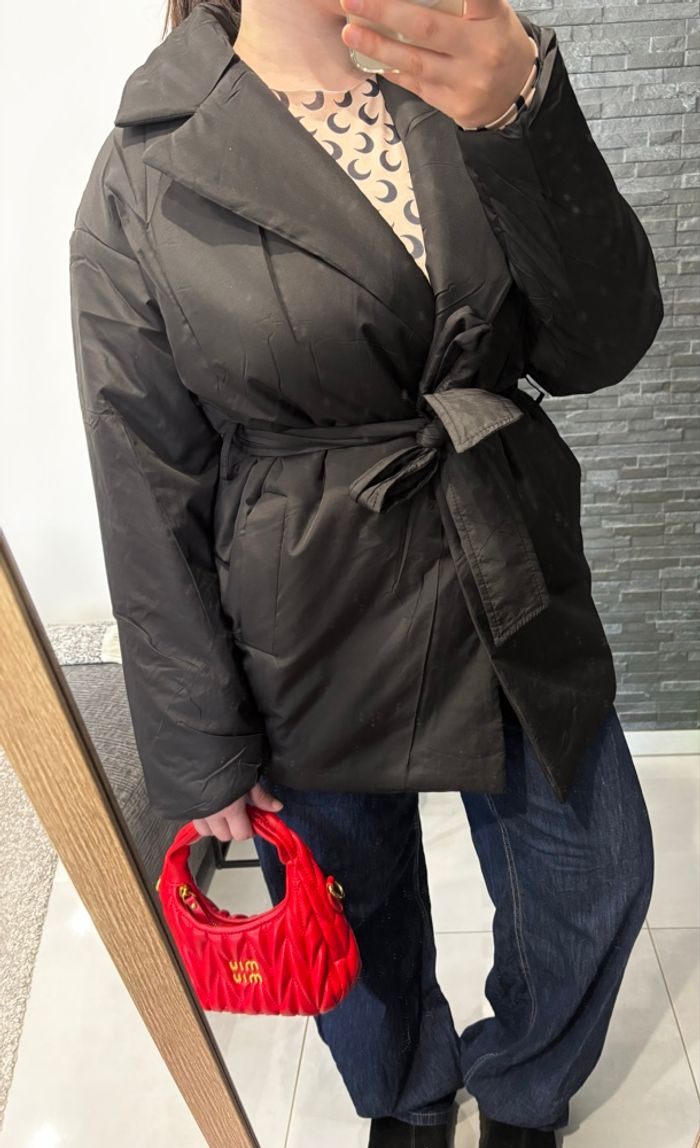 Doudoune noir avec ceinture - photo numéro 3