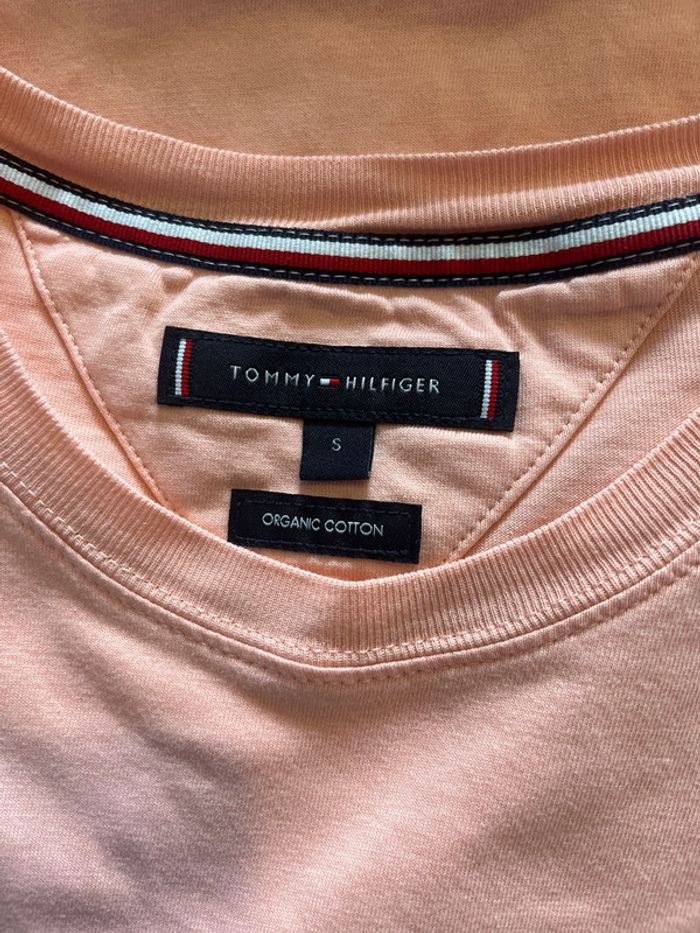 T-shirt Tommy Hilfiger rose clair – taille S – 100 % coton – basique chic - photo numéro 3