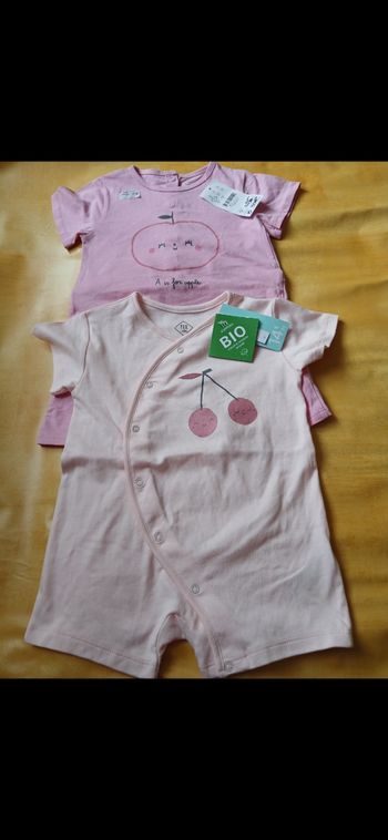 Lot 2 barboteuse combishort tex baby 71 cm 9 mois