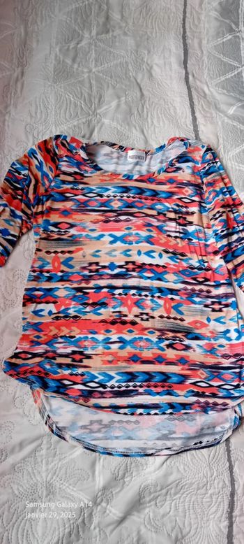 Haut manches 3/4 motif ethnique multicolore femme 42 hot ginger
