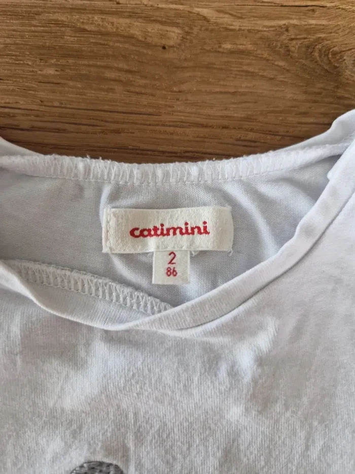 T-shirt manches longues blanc à motifs - Taille 2 ans 86cm - Catimini - photo numéro 5