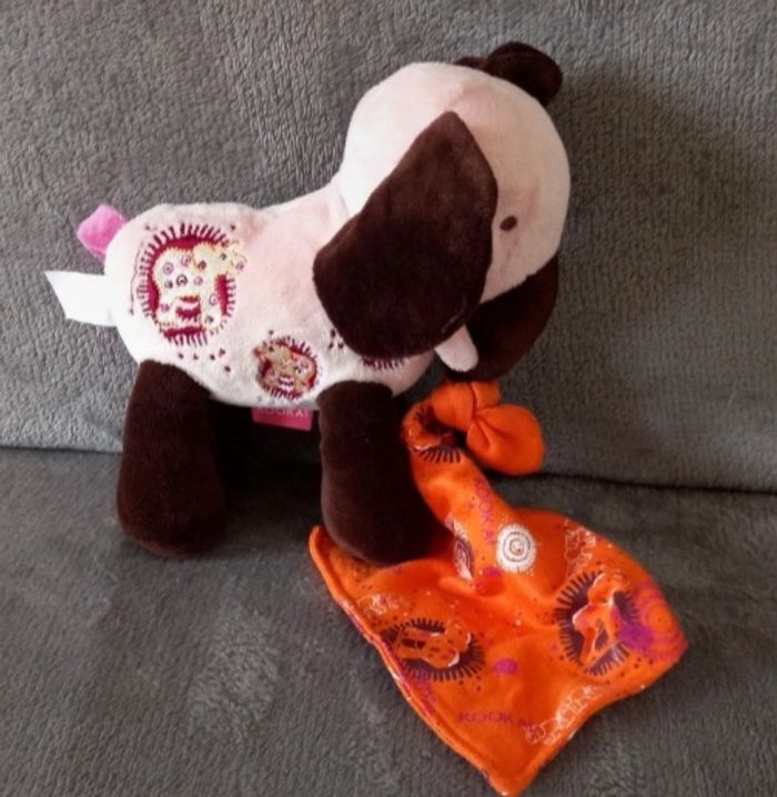 Doudou peluche éléphant avec mouchoir  Kookai - photo numéro 2