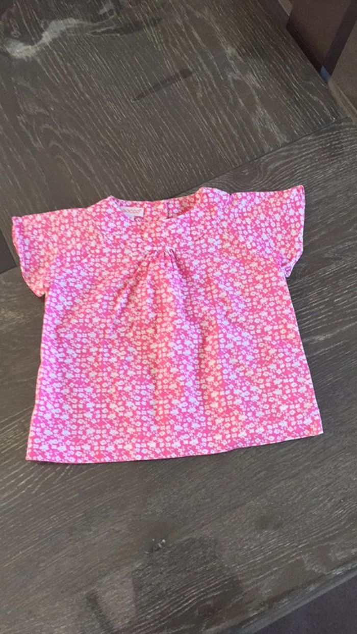 Chemise GOCCO 6/9m - Neuf fleurs style liberty