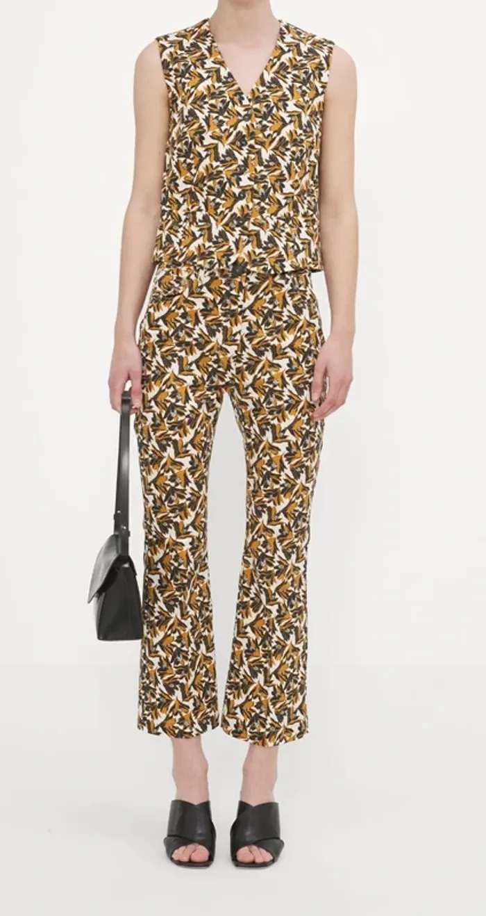Week-end Maxmara ensemble tailleur pantalon +gilet barman imprimé femme, taille 38/40 - photo numéro 12