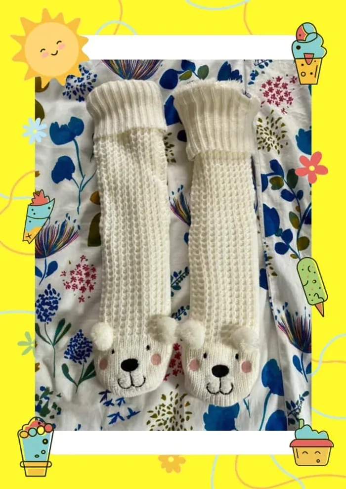 Chaussettes montantes blanches ours - photo numéro 2