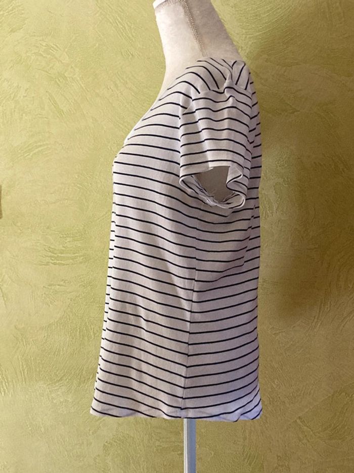 Tee shirt bleu marine blanc femme - photo numéro 2