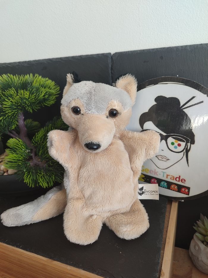 Doudou marionnette loup Au Sycomore beige gris Noir Marron Peluche DD003290