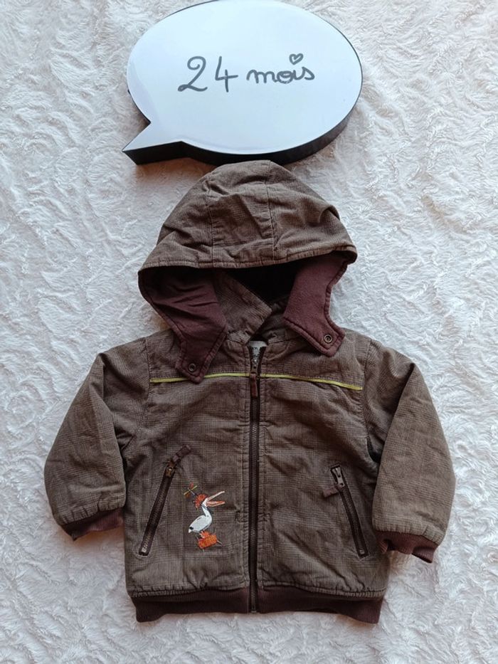 Manteau blouson zippé hiver avec capuche amovible Garçon 24 mois La compagnie des petits