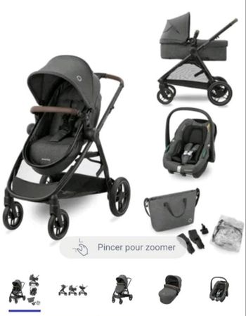 Poussette trio et sa base isofix