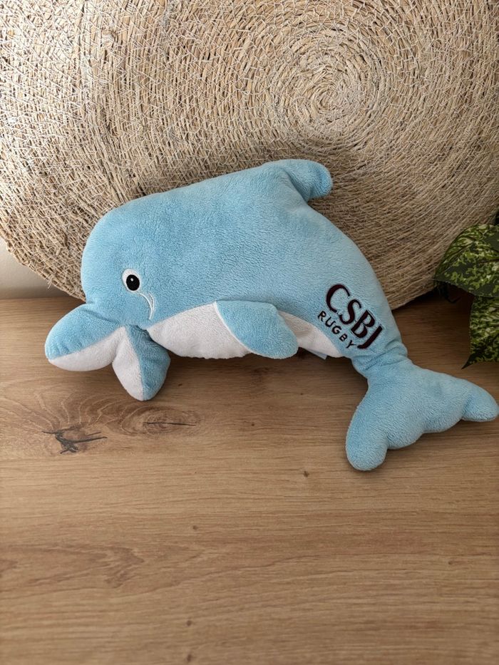 Doudou dauphin bleu blanc mascotte csbj rugby - photo numéro 2