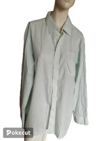 Chemise shirt rayure stripes blanc white green vert vintage