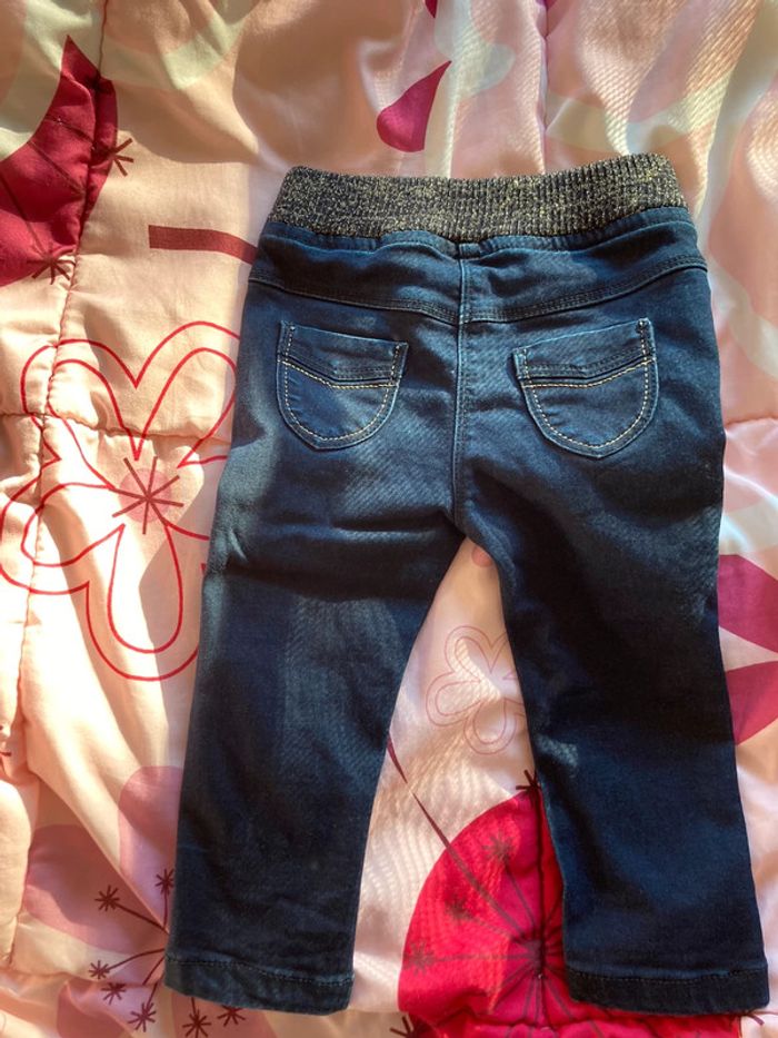 Jeans tape à l’œil 18 mois avec ceinture pailletée en or - photo numéro 3