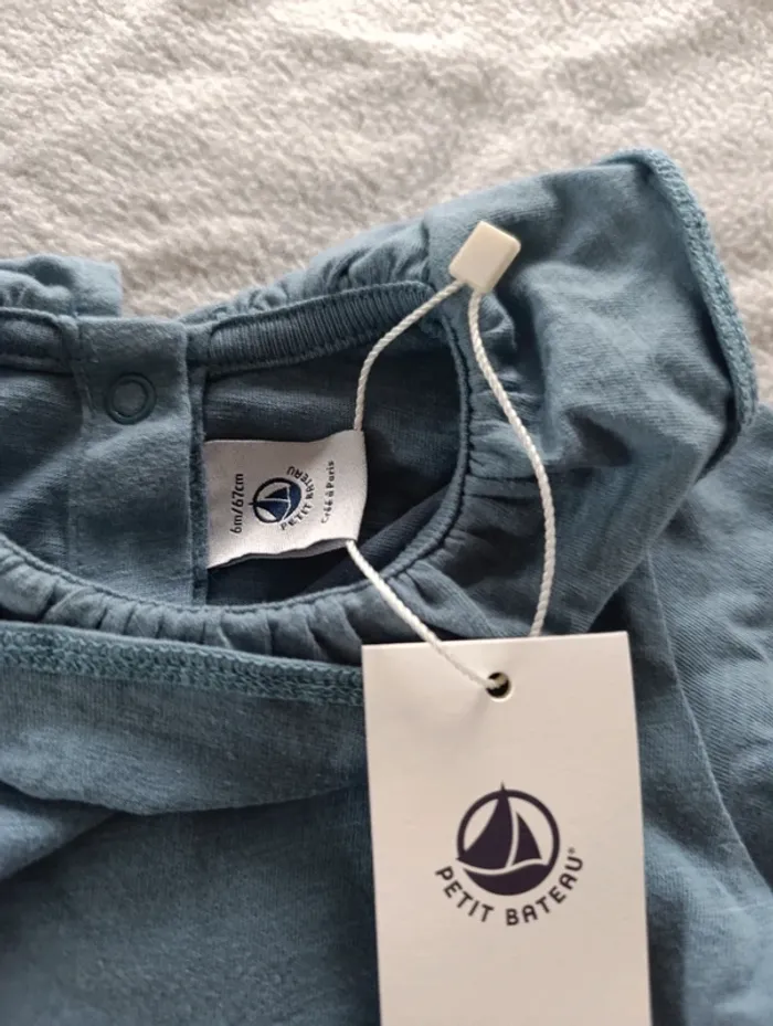 Blouse fille bleue petit bateau 6 mois neuve - photo numéro 3