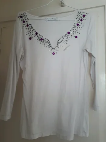 Tshirt blanc perles 42/44