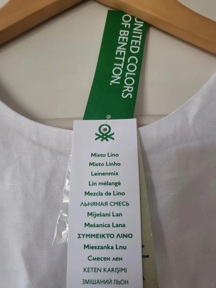 Robe neuve Benetton lin et coton blanche 10a 11a - photo numéro 14