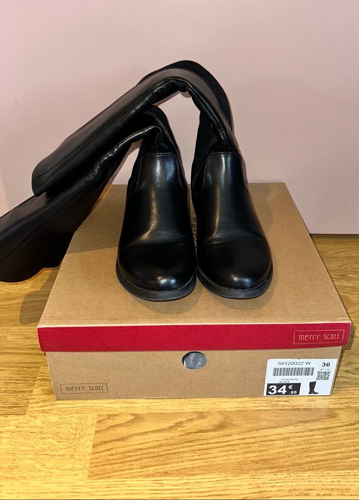 Bottes cavalière - bottes cuissardes noires taille 36 - photo numéro 6