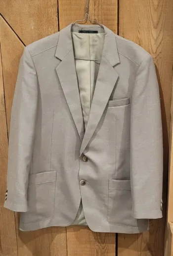 Veste blazer homme Trevira beige clair - Taille L (manches courtes) - Très bon état