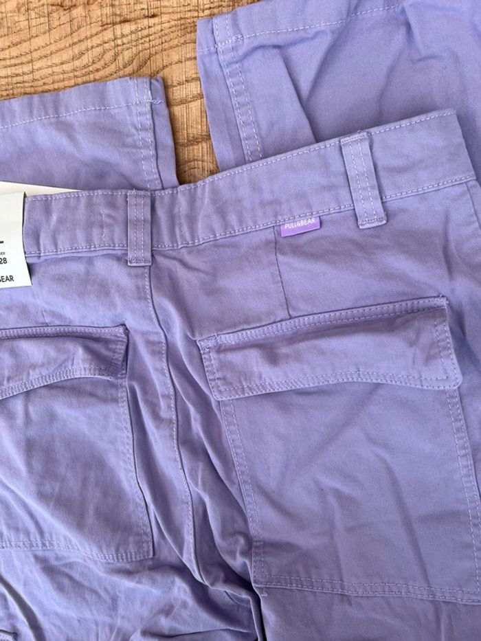 Neuf étiqueté bershka Pantalon Lila Jean cargo multipoches violet Lila taille M 38 violet - photo numéro 5