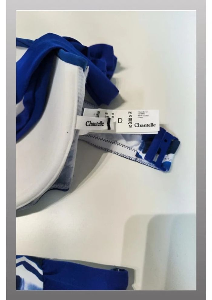 Maillot de bain deux pièces bleu et blanc Chantelle Taille bas 42 Taille haut 95D - photo numéro 4