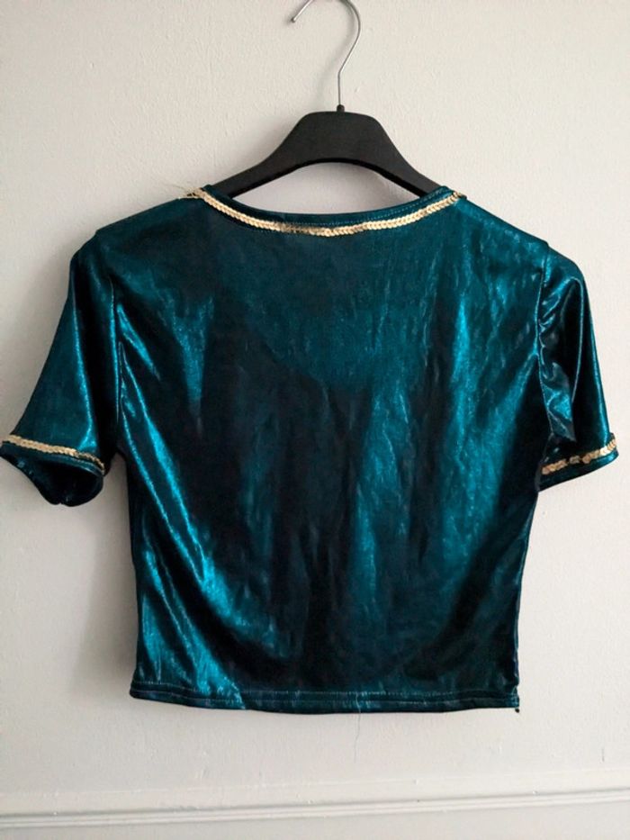 Haut déguisement bleu velours et doré - photo numéro 5