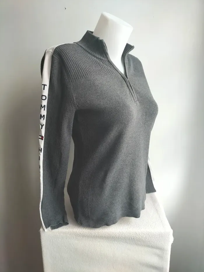 Pull Col Zippé Femmes 100% Coton - Tommy Hilfiger - Taille M - photo numéro 3