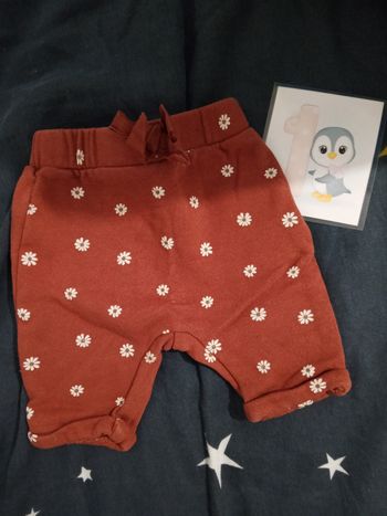 Pantalon rouge avec fleurs _ 1 mois