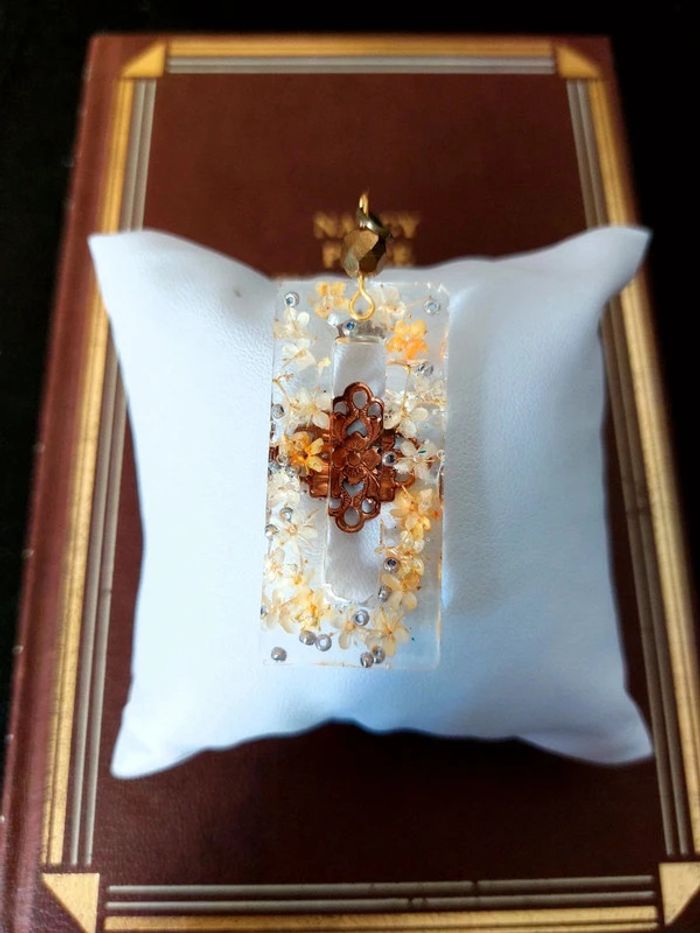 Magnifique pendentif rectangulaire allumette, style bohème - photo numéro 3