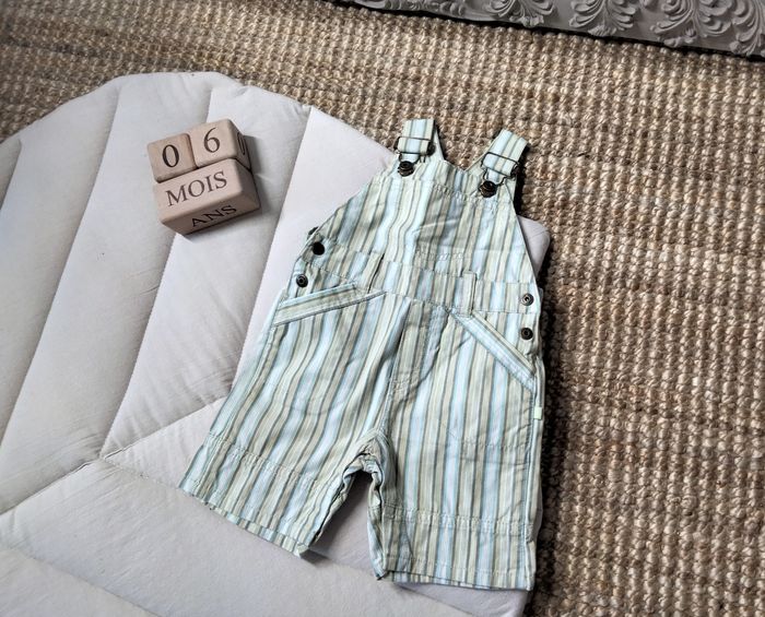 Salopette short rayée verte OKAÏDI