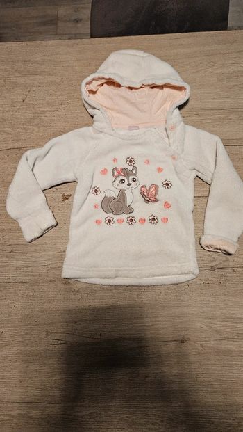 Adorable pull à capuche, polar, blanc, Smile, taille 98/3ans, nickel