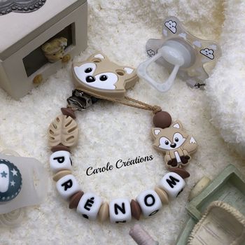 Attache tétine silicone personnalisé Renard 