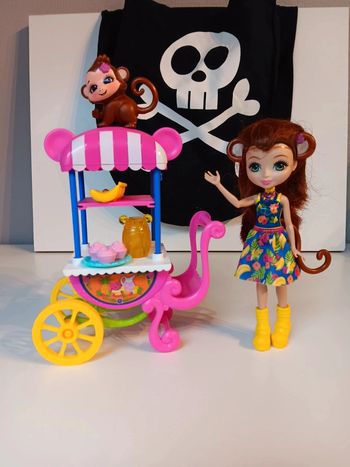 Figurine mattel enchantimals son singe et son stand de fruit