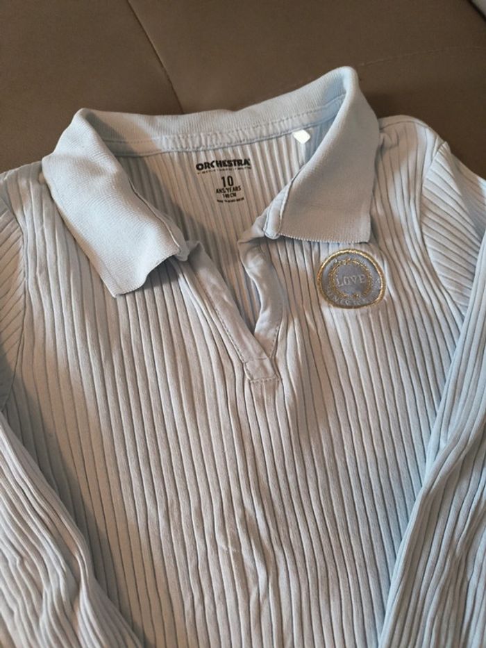 T shirt manches longues bleu ciel 10ans - photo numéro 2