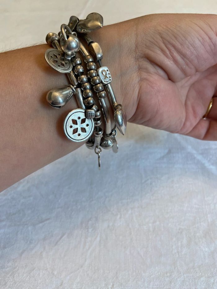 Bracelet en argent quatre rangs élastiques Réminiscence - photo numéro 3