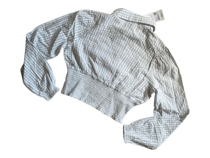 Blouche vichy bleu et blanc Jennyfer taille L neuf avec étiquette - photo numéro 2