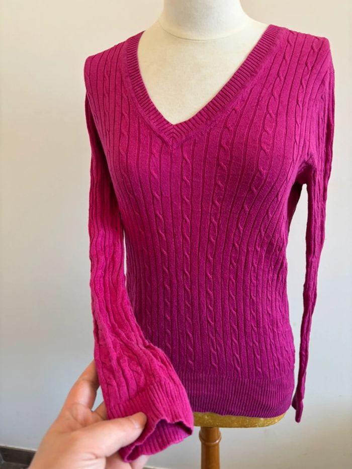 Pull en maille rose / violine Tommy Hilfiger - photo numéro 3