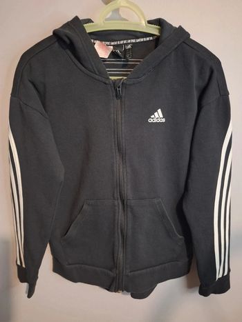 Sweat à capuche zippé vintage adidas noir - taille 13/14 ans