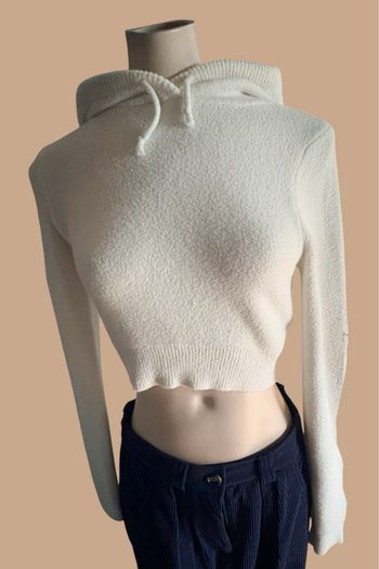 Sweat-shirt à capuche femme Zara – Taille S – Blanc cassé – TBE