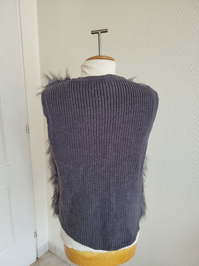 Gilet gris fausse fourrure - photo numéro 2