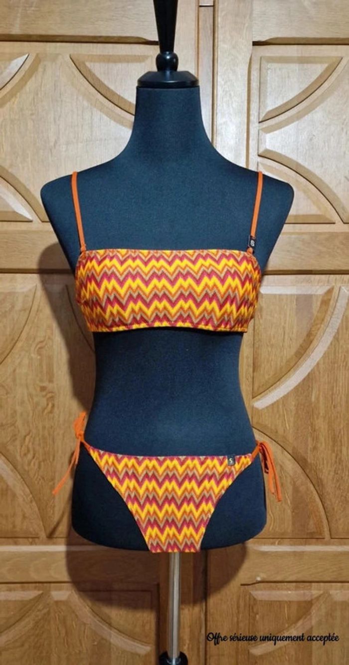 Bikini Undiz Neuf 33€- Taille S/36 - Zigzag orange jaune – Été plage - photo numéro 4
