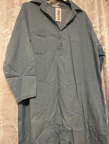 Tunique bleu manche longue en coton