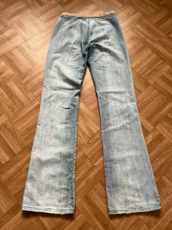 Pantalon jean évasé bleu turquoise vintage Marithé + François Girbaud - photo numéro 9
