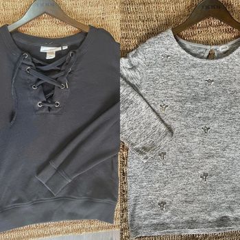 Sweat lacet + Pull gris pierres cousues