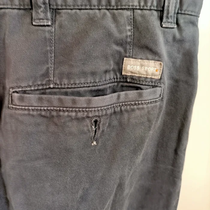 Pantalon homme Hugo Boss Sport bleu foncé coton 100% coupe droite taille 44 A1415 - photo numéro 9