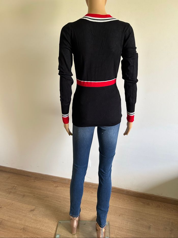 Pull noir rouge et argenté à manches longues Morgan taille S excellent état - photo numéro 6