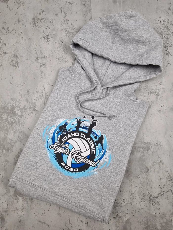 Pull capuche universitaire gris, M Hommes
