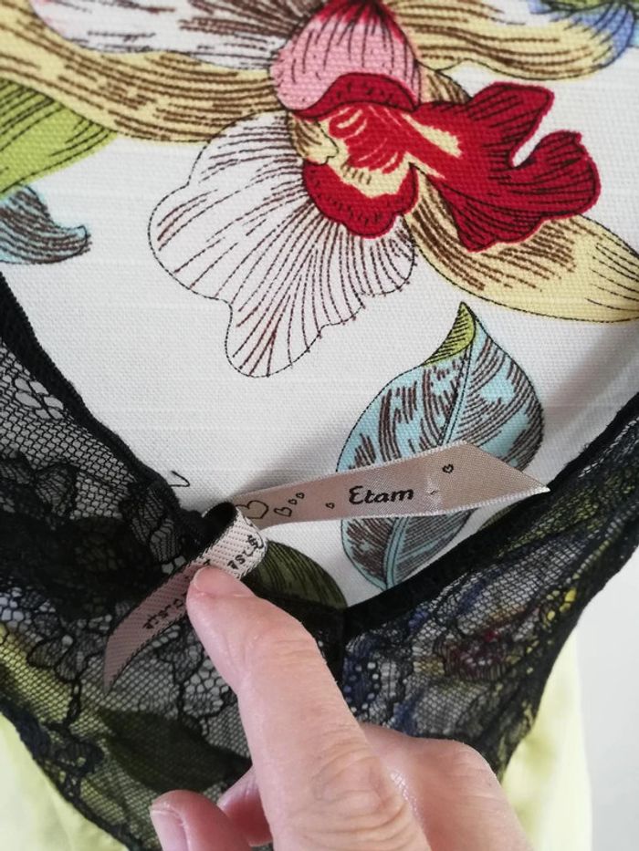 Nuisette ETAM T38 jaune à dentelle - photo numéro 3